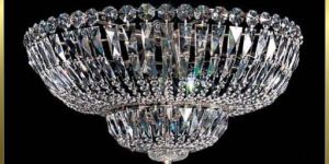 Modern Crystal Flush Mounted 9 Lights Ceiling Lamp Chrome Finish