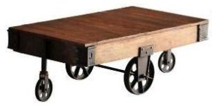Industrial Iron Wheel Coffee Table