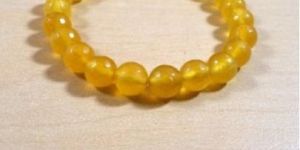 Yellow Onyx Diamond Cut Bead Bracelet