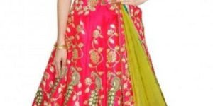 Pink Dori Work Raw Silk Lehenga Choli