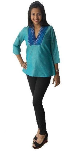 Shawl Collar Ikat Top