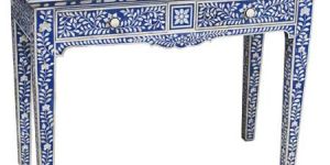 Royal Blue Bone Inlay Consol Table