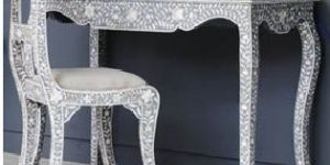 Bone Inlay Writing Desk with Chair