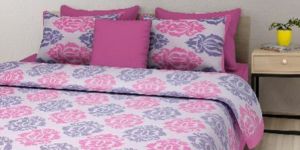 Pink Colour Geometric PrintsBedsheetcotton Bedsheetjaipuri Bedsheet