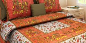 Sky Blue Colour Polka PrintsBedsheetcotton Bedsheetjaipuri Bedsheet