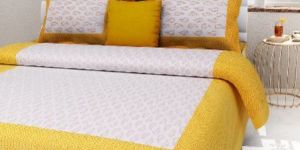 Yellow Colour Cartoon PrintsBedsheetcotton Bedsheetjaipuri Bedsheet