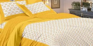 Yellow Colour Striped PrintsBedsheetcotton Bedsheetjaipuri Bedsheet