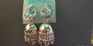 Oxidids Silver Jhumki (Peacock 01)