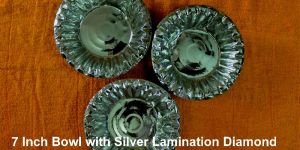 7 Inch Bowl with Silver Lamination Diamond Cut