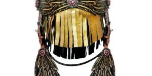 GOLDEN COLOR TOOLED FRINGE HEADSTALL