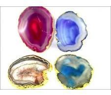 Jet Set Gold Plated Agate Slice Coaster