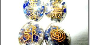 Oval Orgone Usui Engraved Stones Set - Lapis