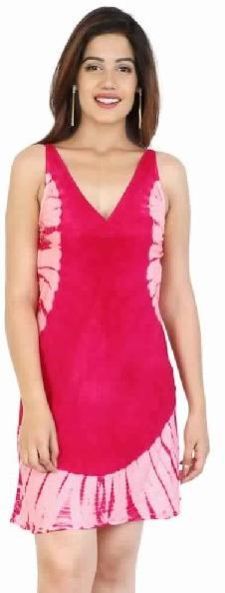 Women Regular Rayon Tie Dye Dress