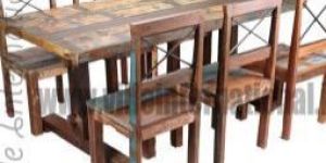 Reclaimed Wooden Dining Table Set