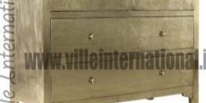 White Metal Embossed Hand Crafted Chest of Drawer