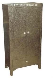 WOODEN WHITE METAL ALMIRAH