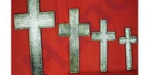 Wooden White Metallic Church Cross Sign