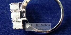 White Cube Rough Diamond 925 Sterling Silver Ring