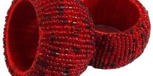 Sankh Burgundy Glass Beaded Napkin Ring