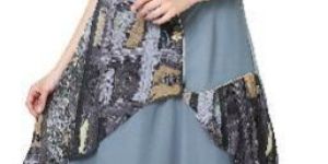 Patch Work Georgette Designer Grey Kurti