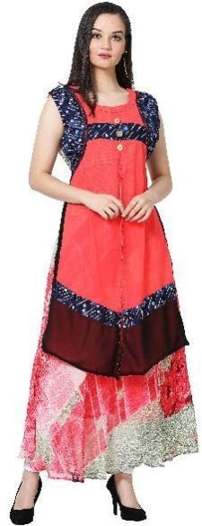 Printed Georgette Red Kurti