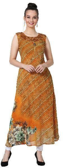Swarovski Work Chiffon Designer Yellow Kurti