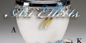 Empire White Enamel Brass Cremation Urn