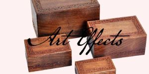 Hand Carved Border Design Wooden Urn