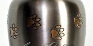 Pewter Gold Paw Print Brass Pet Urn