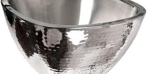 SQUARE BOWL DOUBLE WALL STAINLESS STEEL HAMMERED