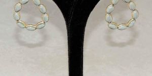 Plated Bezel Crystal Quartz Ear Post Stud Earrings