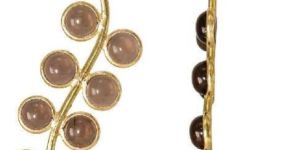 Smokey Quartz Cab Round Stud Drop Earring Bezel Jewelry