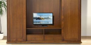 WOODEN TV CABINET WITH SLIDING DOORS