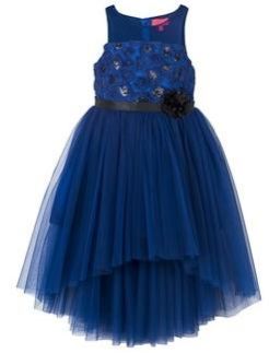 Blue Ribbon Roses Girls Party Dress, New Design Baby Girls Dress, Frock