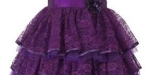 High Quality Purple Lace Layered Girls Party Dress