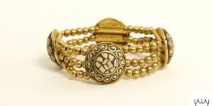 White Synthetic Stone Bracelet with Brass Beads