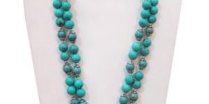TURQUOISE BEADS HAND CRAFTED 925 STERLING SILVER WOMEN\\\'S NECKLACE
