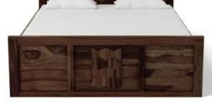 Indian Solid Wood with Box Storage in Provincial Teak Finish Queen Size Bed