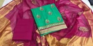 Green and Pink Silk Suit Material