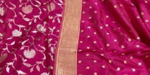 Magenta Hand Embroidered Pure Silk Suit Material