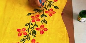 Yellow Hand Paint Suit Material