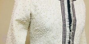 Hand Embroidered Pearl Pique Jaquard Jacket