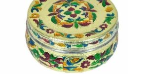 Gold Meenakari Steel Box