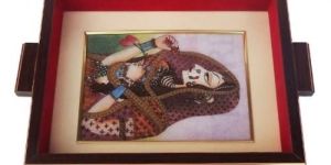 Wooden Gemstone Painting Tray Bani Thani Diwali Utility Gift