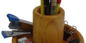 Wooden Round pen Holder cum Table Top Acc.