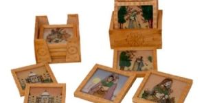 Wooden Square Coaster Set