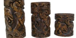 Wooden Tea Light Holder Antique