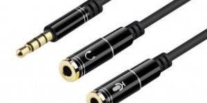 Y Splitter Cable with Separate Headset/Microphone Plugs - Black