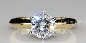 white round cut moissanite 6-prong solitaire wedding rings in 925 silver