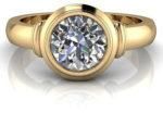 White Round Moissanite Yellow Gold Engagement Ring